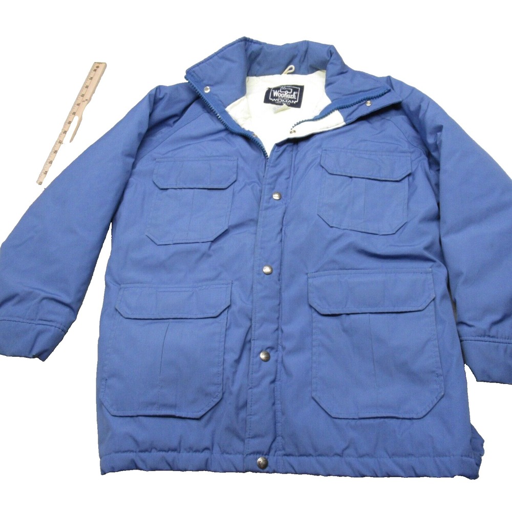 Woolrich Jacket Womens Large Periwinkle Blue Insulated Snap Zip Parka USA VTG